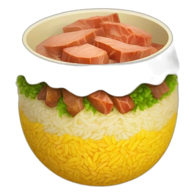 yellow rice with litlle sliced roasted meat, carrot sticker