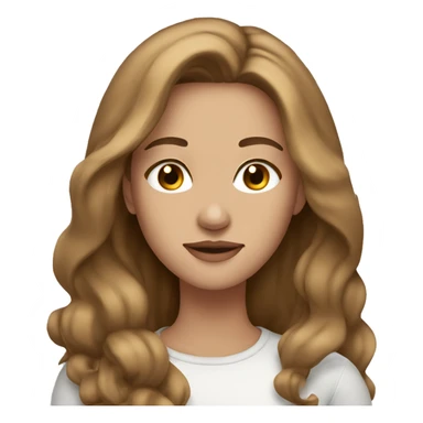 Beautiful woman, straight long light brown hair, brown eyes, christmas sticker