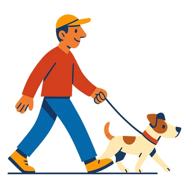 a man walking a Jack Russell Terrier sticker