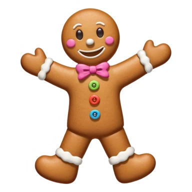 i would like a gingerbread man emoji, it should have colorful buttons, white lines on his arms and legs similar to the gingerbread man character from shrek sticker