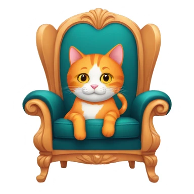 orange cat drinking tea looking at camera sitting in a chair sticker