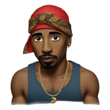 2pac shakur with bandana sticker