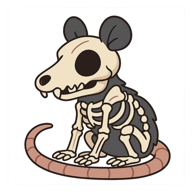 cute cartoon skeleton possum sticker
