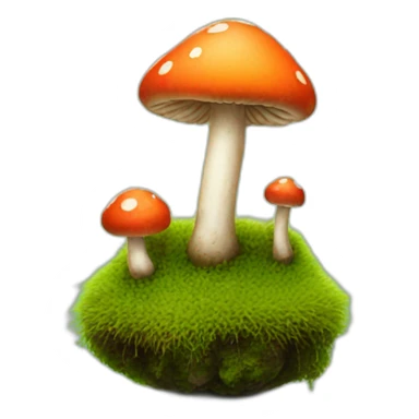 tiny mushrooms on moss sticker