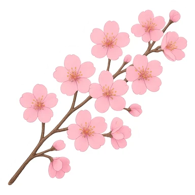 pink cherry blossom branch, no background sticker