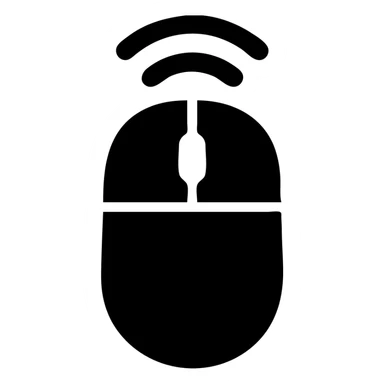 A computer mouse in a black filled icon style, wireless. sticker