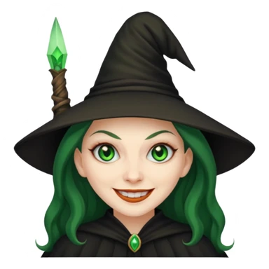 Creat an emoji of an evil Witch with Green eyes sticker