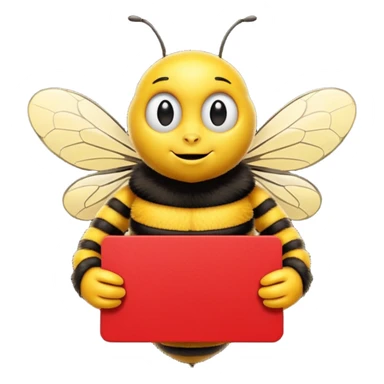 using this image, make the bee hold a red card like a referree sticker