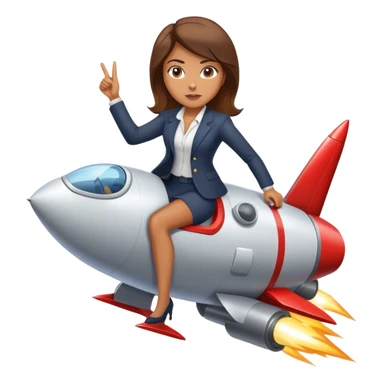 a businesswoman riding a rocket sticker