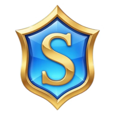 Create a custom emoji badge featuring a stylized letter “S”. Style it after the Challenger rank from League of Legends. Use gold & sapphire blue colors, radiant glow effects, and a majestic, high-prestige frame and elite aura.
 sticker