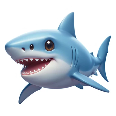 Cinematic Cute Shark Portrait Emoji, Head tilted playfully and inquisitively, featuring a glossy, streamlined body with a subtle shimmering hue and round, sparkling eyes filled with curious charm, Simplified yet irresistibly adorable features, highly detailed, glowing with a warm, friendly glow, high shine, affectionate and sleek, stylized with a touch of marine whimsy, bright and endearing, soft glowing outline, capturing the essence of a mischievous yet loving shark, so playful it feels like it could swim out of the screen into your arms! sticker