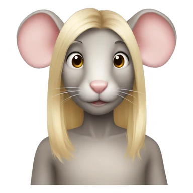 Rat and bunny hybrid with blond human hair sticker