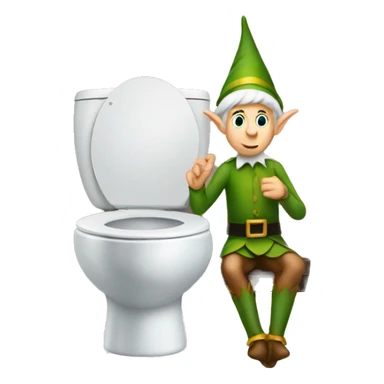 Elf sitting on the toilet sticker
