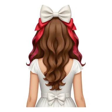 Emoji femme de dos cheveux ondulés brun avec noeud dans les cheveux  sticker