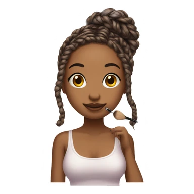 Box braids haired girl putting on makeup  sticker