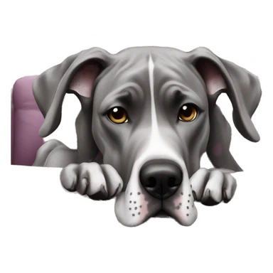 great dane dog on couch sticker