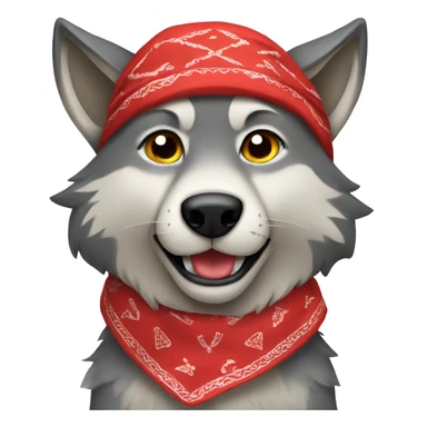 Wolf wearing a red bandana sticker