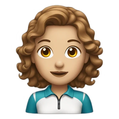 female with brown wavy hair dressed in golf gear sticker
