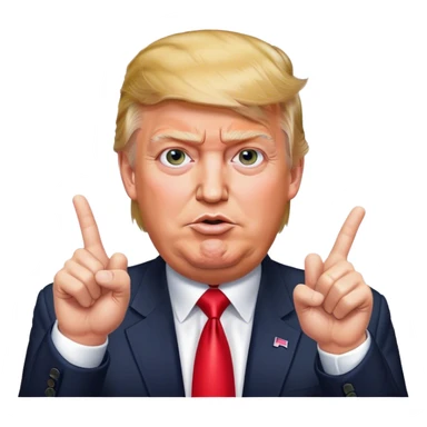 Super-realistic Donald Trump shows victory sign, realistic face sticker
