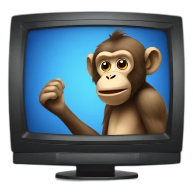 a monkey presenting the news on a TV screen sticker