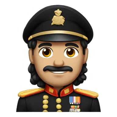 A guy with weaved out black hair like a German,has a half and half  mustache between his nose, Wears a Black Soldier Uniform  sticker