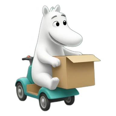 Moomin delivering a box sticker