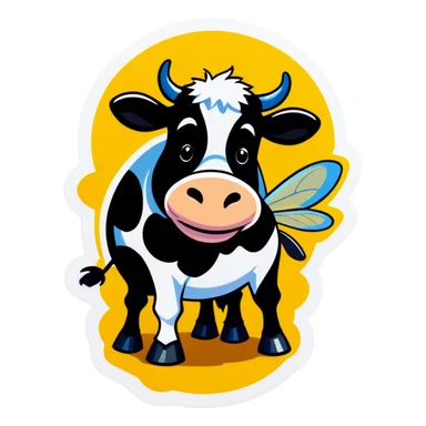 Cow kiss bee sticker