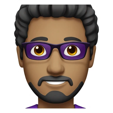 A man with straight black hair and purple shades sticker