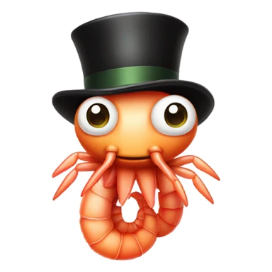 A shrimp with a top hat sticker