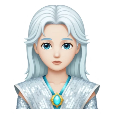 Uranus from Gods and Goddesses with long white hair, white sequin outfit sticker