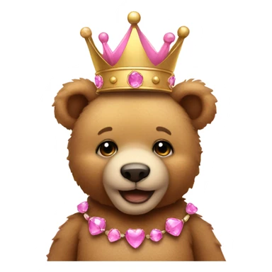 Teddy bear with a crown wearing pink sticker