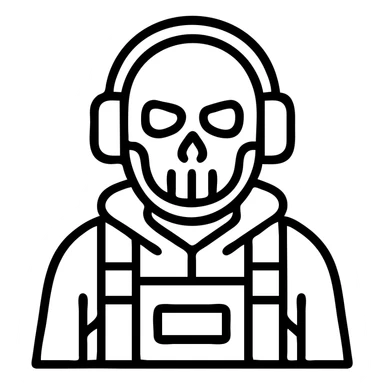 Call of Duty Ghost character with skull mask, tactical military outfit sticker