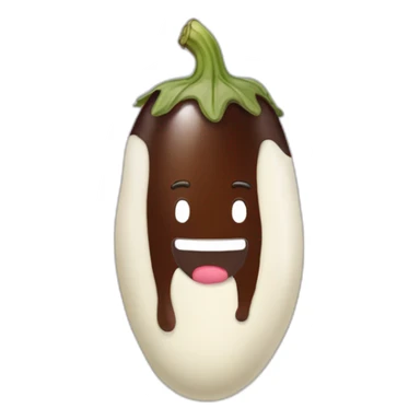 brown eggplant covered in cream sticker