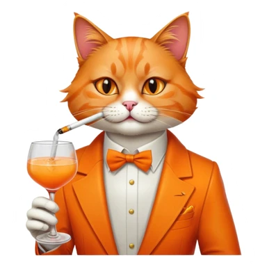 sassy cat drinking a cocktail and smoking a cigarette  sticker
