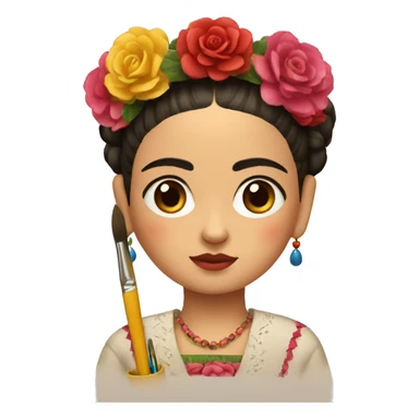 frida kahlo kid with paintbrush sticker