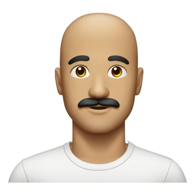 bald man with a black moustach in his 20s sticker