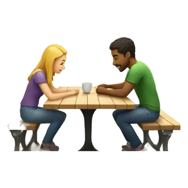 Couple sit on table in park sticker
