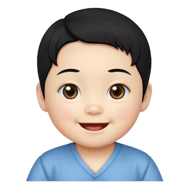 korean black hairbaby sticker