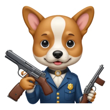Dog with a gun sticker