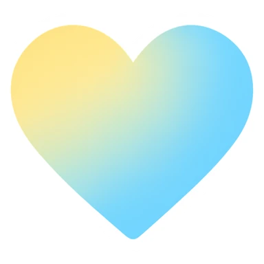 soft gradient heart in yellow and blue tones, transparent background sticker