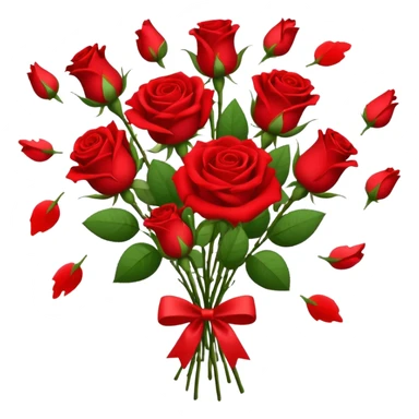 bouquet of red roses with some petals falling sticker