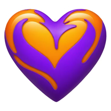 Orange heart with purple heart sticker