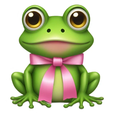 frog wearing pink ribbon bow sticker