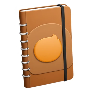 a leather notebook, tan color, elastic band, minimal and modern sticker