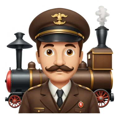 an italian train conductor with a mustache sticker
