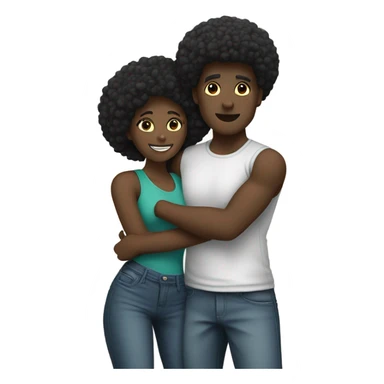 Black male and female with afros embrace. sticker