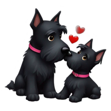 Two black Scottish terrier kissing sticker