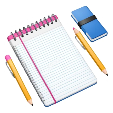 School stationery set with pencils, notebooks, ruler, and eraser sticker