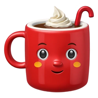 3D Red Coffee mug with realistic christmas embellishments sticker