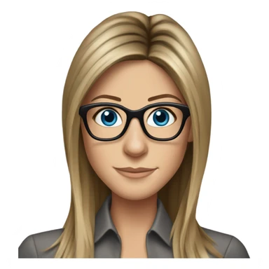brunette elegant Jennifer Aniston wearing glasses and blue eyes  sticker